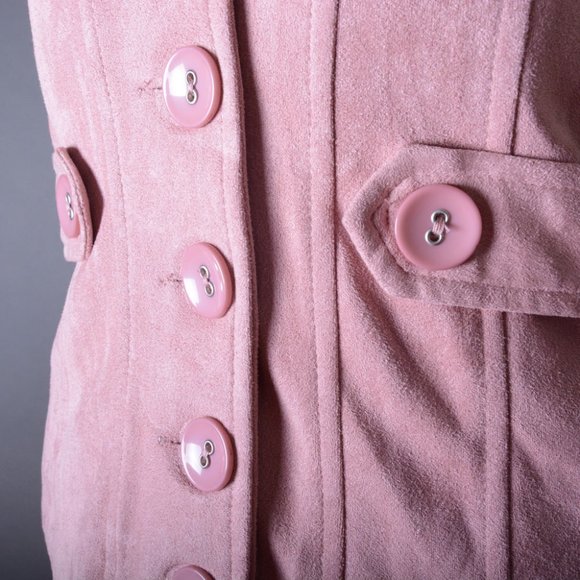 Pink Faux Suede Underbust Waistcoat Steampunk Vest Fitted Goth Womens Corset Top - Picture 5 of 7